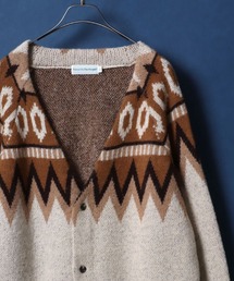ANPAS | Total Pattern Shaggy Jacquard Knit Cardigan/総柄 シャギー ジャガード ニット カーディガン(カーディガン/ボレロ)