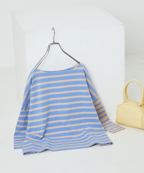 FREAK'S STORE(フリークスストア)の「限定展開 バスク ボーダー ロングスリーブ Tシャツ(Tシャツ/カットソー・レディース・チャコール/レッド/ライトピンク/その他/その他2/グリーン/ブラック×ホワイト/ホワイト×ブラック/ブラック/ベージュ/オフホワイト/マスタード/ブルー/カモフラージュ/レオパード・フリ-)」の9枚目の写真