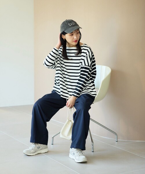 UNUSED/US2371/ロングスリーブボーダーカットソー/3 at ease＞ボーダー ロングスリーブ カットソー