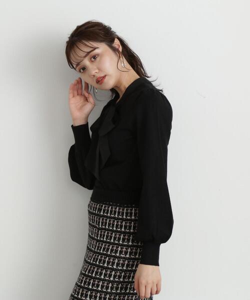 PROPORTION BODY DRESSING(プロポーションボディドレッシング)の「シフォンボウタイニット / 1213270917(ニット/セーター・レディース・ブラック/ホワイト系その他/ブルー・SMALL/MEDIUM)」の9枚目の写真