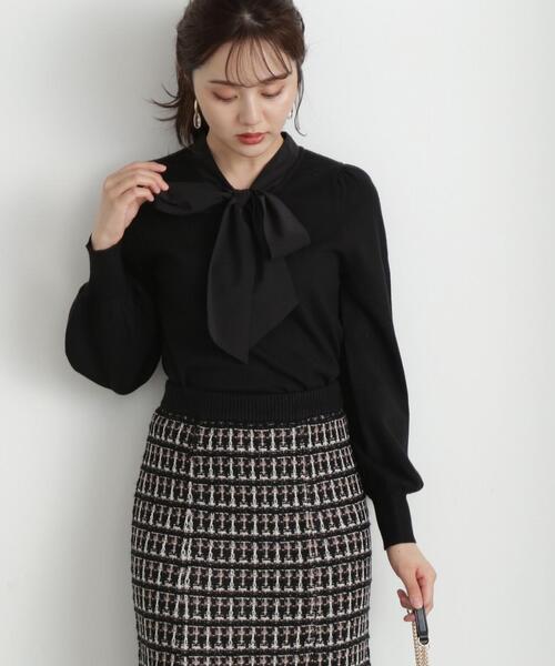 PROPORTION BODY DRESSING(プロポーションボディドレッシング)の「シフォンボウタイニット / 1213270917(ニット/セーター・レディース・ブラック/ホワイト系その他/ブルー・SMALL/MEDIUM)」の10枚目の写真