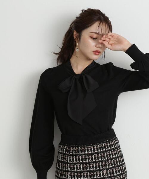 PROPORTION BODY DRESSING(プロポーションボディドレッシング)の「シフォンボウタイニット / 1213270917(ニット/セーター・レディース・ブラック/ホワイト系その他/ブルー・SMALL/MEDIUM)」の11枚目の写真