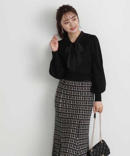 PROPORTION BODY DRESSING(プロポーションボディドレッシング)の「シフォンボウタイニット / 1213270917(ニット/セーター・レディース・ブラック/ホワイト系その他/ブルー・SMALL/MEDIUM)」の12枚目の写真