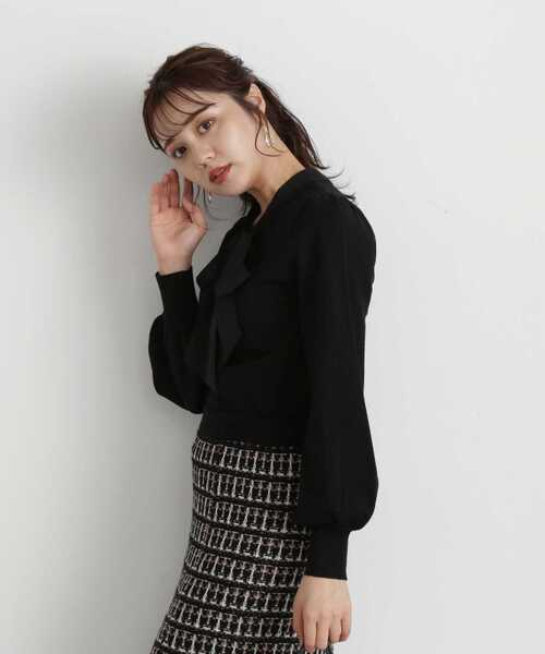 PROPORTION BODY DRESSING(プロポーションボディドレッシング)の「シフォンボウタイニット / 1213270917(ニット/セーター・レディース・ブラック/ホワイト系その他/ブルー・SMALL/MEDIUM)」の2枚目の写真