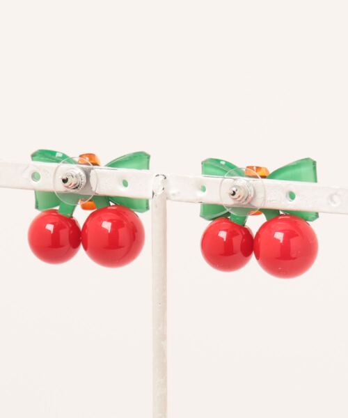 Coo+i（クーイ）の「チェリーリボンピアス（ピアス（両耳用）・レディース・レッド・FREE）」の2枚目の写真