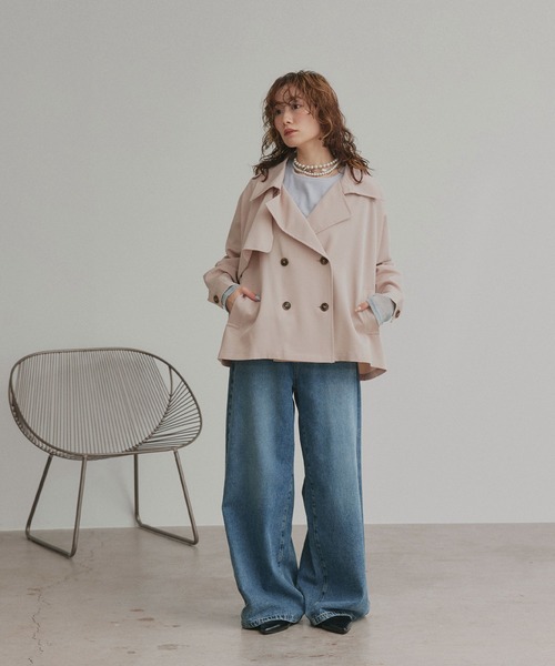 ad thie(アドティエ)の「トレンチコート ショート ラグラン ボタン ポケット(トレンチコート・レディース・アイボリー/ピンクベージュ/グリーン・FREE)」の11枚目の写真