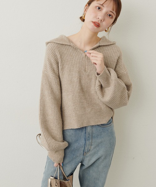 natural couture（ナチュラルクチュール）の「ハーフZIP片畦フード