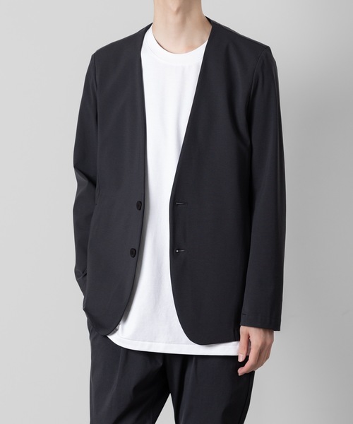 ATTACHMENT（アタッチメント）の「NY/CO ストレッチジャージー カラーレスジャケット / NY/CO STRETCH JERSEY COLLARLESS JACKET（ノーカラージャケット・メンズ・ダークグレー/ブラック・3/4/2/1）」の12枚目の写真
