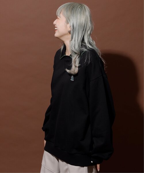 DOUBLE NAME(ダブルネーム)の「ミニ恐竜ワッペンポロ衿プルオーバー/ユニセックス可(Tシャツ/カットソー・レディース・ブラック/グリーン/モカ・FREE)」の11枚目の写真