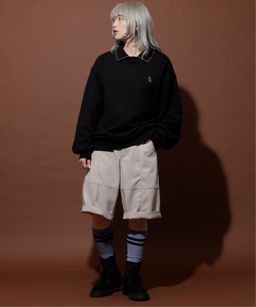 DOUBLE NAME(ダブルネーム)の「ミニ恐竜ワッペンポロ衿プルオーバー/ユニセックス可(Tシャツ/カットソー・レディース・ブラック/グリーン/モカ・FREE)」の12枚目の写真