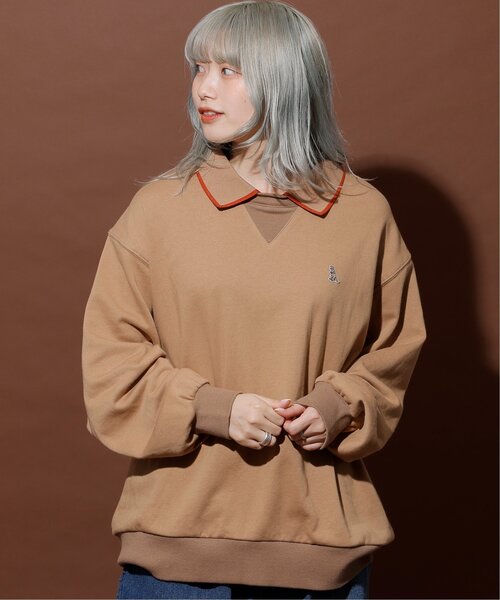 DOUBLE NAME(ダブルネーム)の「ミニ恐竜ワッペンポロ衿プルオーバー/ユニセックス可(Tシャツ/カットソー・レディース・ブラック/グリーン/モカ・FREE)」の10枚目の写真