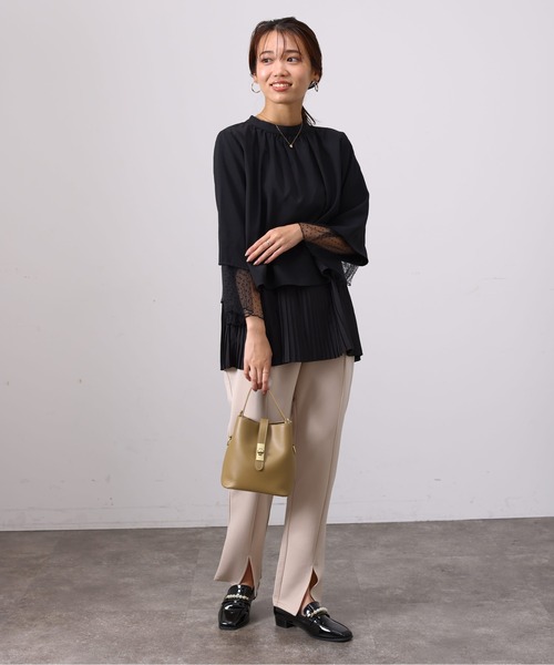 Chez toi（シェトワ）の「3素材レイヤードブラウス（シャツ/ブラウス・レディース・グリーン/ブラック/チャコールグレー・FREE）」の12枚目の写真