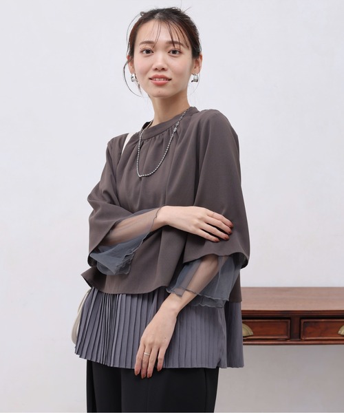Chez toi（シェトワ）の「3素材レイヤードブラウス（シャツ/ブラウス・レディース・グリーン/ブラック/チャコールグレー・FREE）」の13枚目の写真