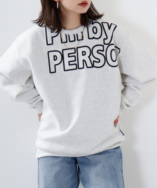 PERSON'S(パーソンズ)の「PERSON'S 裏起毛プリントクルートレーナー(スウェット・メンズ・ホワイト/杢グレー/ブラック・LL/4L/3L/M/L)」の1枚目の写真
