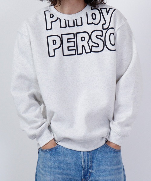 PERSON'S(パーソンズ)の「PERSON'S 裏起毛プリントクルートレーナー(スウェット・メンズ・ホワイト/杢グレー/ブラック・LL/4L/3L/M/L)」の4枚目の写真