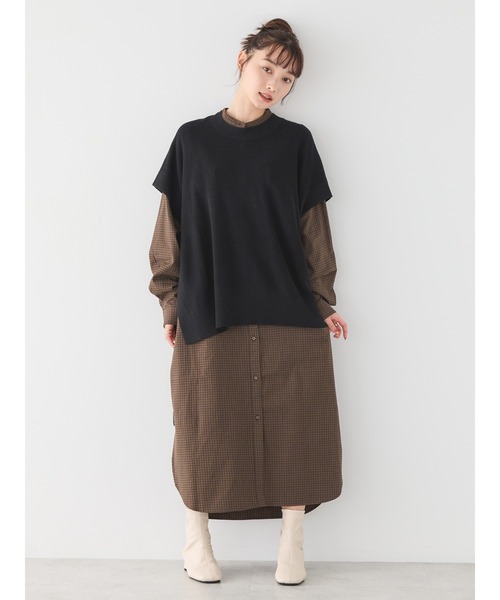 AMERICAN HOLIC(アメリカンホリック)の「SET シャツワンピース+ニットベスト(シャツワンピース・レディース・ブラック/杢グレー/ブラウン・M/L)」の19枚目の写真