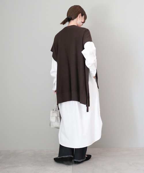 AMERICAN HOLIC(アメリカンホリック)の「SET シャツワンピース+ニットベスト(シャツワンピース・レディース・ブラック/杢グレー/ブラウン・M/L)」の5枚目の写真