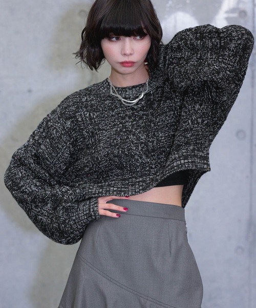 PAGEBOY(ページボーイ)の「スパンコールケーブルショート(ニット/セーター・レディース・ピンク/ブラック/ブルー/ホワイト・FREE)」の11枚目の写真