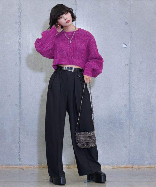 PAGEBOY(ページボーイ)の「スパンコールケーブルショート(ニット/セーター・レディース・ピンク/ブラック/ブルー/ホワイト・FREE)」の15枚目の写真