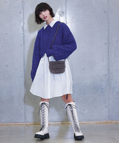 PAGEBOY(ページボーイ)の「スパンコールケーブルショート(ニット/セーター・レディース・ピンク/ブラック/ブルー/ホワイト・FREE)」の20枚目の写真