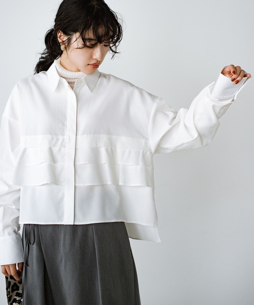 haco!（ハコ）の「胸の内、見せてあげないフリルシャツ（シャツ/ブラウス・レディース・ブラック/オフホワイト・LARGE/X-LARGE/MEDIUM/SMALL）」の11枚目の写真