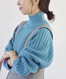 quaranciel:〈手洗い可能〉ファインウール ワイド リブ ラグラン ハイネックニット
