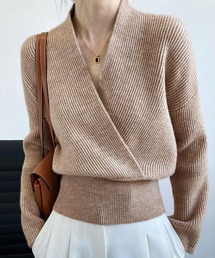 カシュクール リブニット トップス