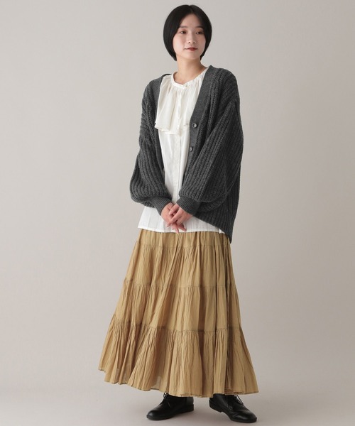 studio CLIP(スタディオクリップ)の「《natural by clip》3ゲージ 畔Vネックカーディガン(カーディガン/ボレロ・レディース・ブルー/チャコール/イエロー/ライトグレー・FREE)」の9枚目の写真