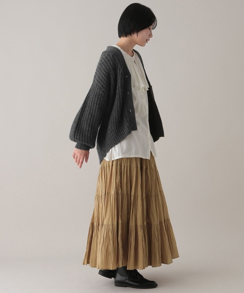 studio CLIP(スタディオクリップ)の「《natural by clip》3ゲージ 畔Vネックカーディガン(カーディガン/ボレロ・レディース・ブルー/チャコール/イエロー/ライトグレー・FREE)」の10枚目の写真