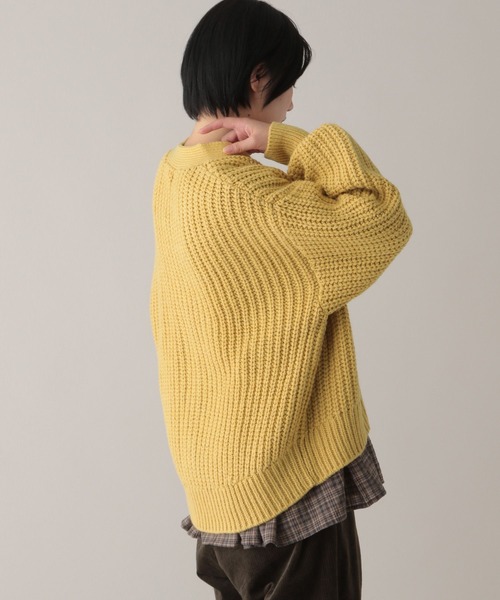 studio CLIP(スタディオクリップ)の「《natural by clip》3ゲージ 畔Vネックカーディガン(カーディガン/ボレロ・レディース・ブルー/チャコール/イエロー/ライトグレー・FREE)」の17枚目の写真