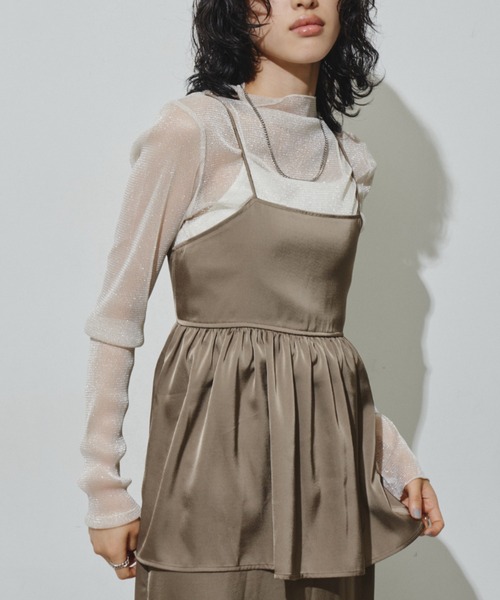 Aunt Marie's（アントマリーズ）の「バックレースアップサテンキャミビスチェ/セットアップ対応（キャミソール・レディース・ブラック/ベージュ/モカ・FREE）」の11枚目の写真