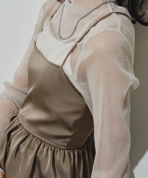 Aunt Marie's（アントマリーズ）の「バックレースアップサテンキャミビスチェ/セットアップ対応（キャミソール・レディース・ブラック/ベージュ/モカ・FREE）」の13枚目の写真