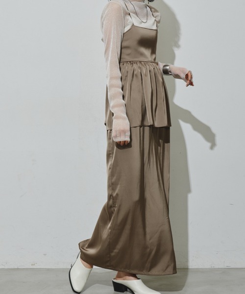 fm3598＊艶サテンキャミセットアップドレスbkM fm3598＊艶サテンキャミセットアップドレスbkM fm3598＊艶サテン