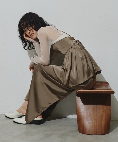 Aunt Marie's（アントマリーズ）の「バックレースアップサテンキャミビスチェ/セットアップ対応（キャミソール・レディース・ブラック/ベージュ/モカ・FREE）」の18枚目の写真