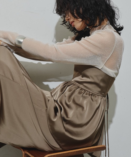 Aunt Marie's（アントマリーズ）の「バックレースアップサテンキャミビスチェ/セットアップ対応（キャミソール・レディース・ブラック/ベージュ/モカ・FREE）」の20枚目の写真