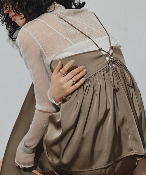 Aunt Marie's（アントマリーズ）の「バックレースアップサテンキャミビスチェ/セットアップ対応（キャミソール・レディース・ブラック/ベージュ/モカ・FREE）」の22枚目の写真