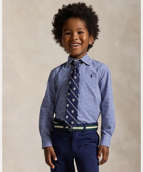 POLO RALPH LAUREN CHILDRENSWEAR(ポロ ラルフ ローレン チルドレンズウェア)の「ギンガム コットン ポプリン シャツ(シャツ/ブラウス・キッズ・ブルー・7/3/6/4)」の1枚目の写真