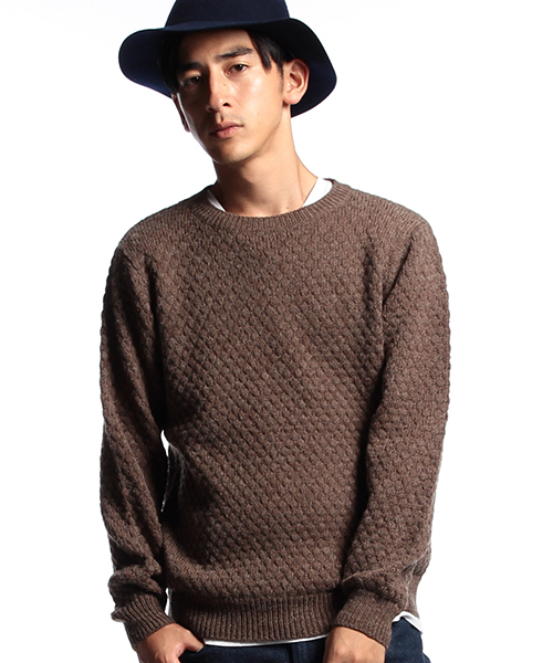 B:MING by BEAMS（ビーミングバイビームス）の「ビーミング by ビームス / アルパカポップコーンクルー（ニット/セーター・メンズ・ライトグレー/ブラウン/インディゴブルー/ネイビー・X-LARGE/SMALL/MEDIUM/LARGE）」の2枚目の写真