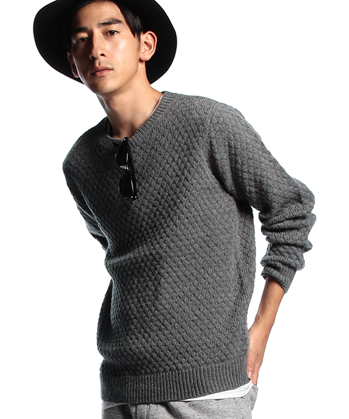 B:MING by BEAMS（ビーミングバイビームス）の「ビーミング by ビームス / アルパカポップコーンクルー（ニット/セーター・メンズ・ライトグレー/ブラウン/インディゴブルー/ネイビー・X-LARGE/SMALL/MEDIUM/LARGE）」の9枚目の写真