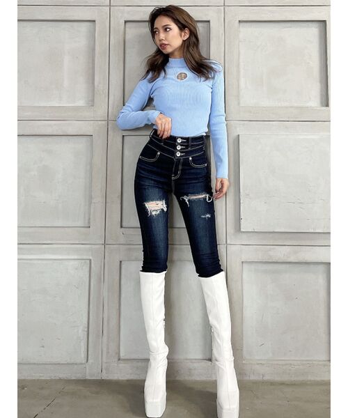 GYDA（ジェイダ）の「GG MOLDリブニットトップス（ニット/セーター・レディース・ライトブルー/オフホワイト/ブラック/ピンク・FREE）」の22枚目の写真