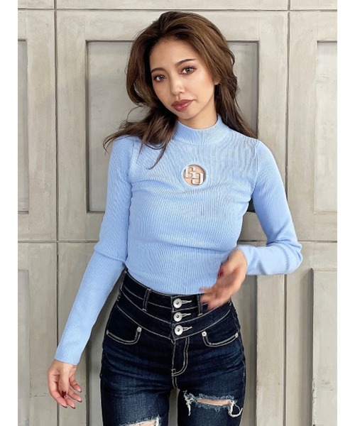 GYDA（ジェイダ）の「GG MOLDリブニットトップス（ニット/セーター・レディース・ライトブルー/オフホワイト/ブラック/ピンク・FREE）」の15枚目の写真