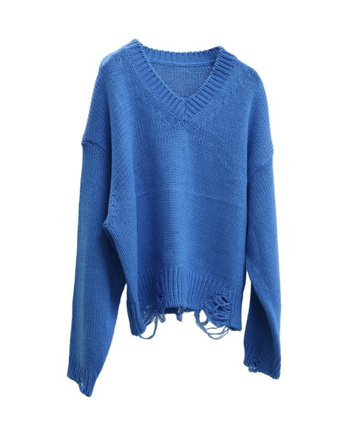 LVEU.（ラブユ.）の「【LVEU.】Vネックダメージニットトップス(Ai