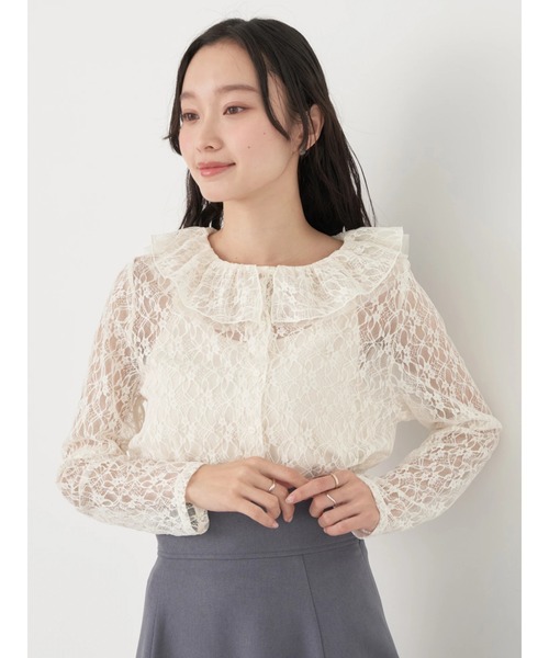 earth music&ecology（アースミュージックアンドエコロジー）の「ポコポコレースブラウス（シャツ/ブラウス・レディース・ブラック/アイボリー・FREE）」の16枚目の写真
