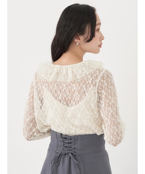 earth music&ecology（アースミュージックアンドエコロジー）の「ポコポコレースブラウス（シャツ/ブラウス・レディース・ブラック/アイボリー・FREE）」の13枚目の写真
