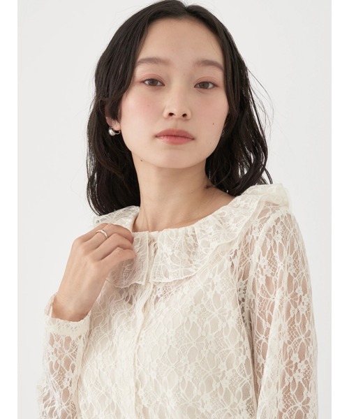 earth music&ecology（アースミュージックアンドエコロジー）の「ポコポコレースブラウス（シャツ/ブラウス・レディース・ブラック/アイボリー・FREE）」の14枚目の写真