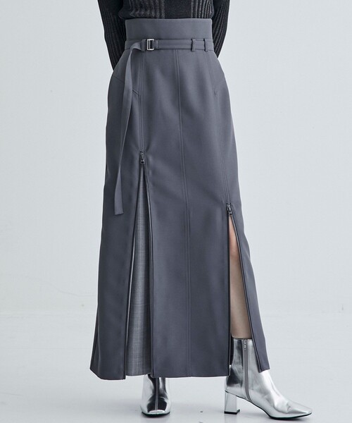 UNITED TOKYO（ユナイテッドトウキョウ）の「【WEB限定】テトラシームファスナースカート｜防シワ/ストレッチ（スカート・レディース・グレー/ブラック・1/2/3）」の4枚目の写真
