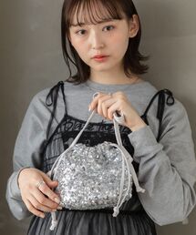 スパンコール巾着バッグ