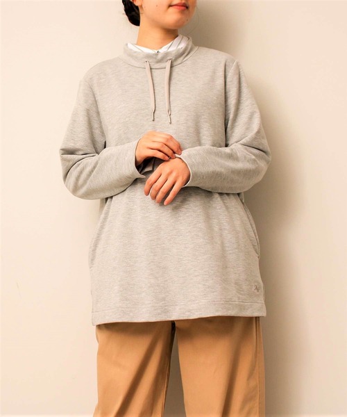 MB mint breeze(エムビーミントブリーズ)の「【L~5L 大きいサイズ】ミニ 裏毛 スタンドカラー カットソー(Tシャツ/カットソー・レディース・ライトグレー/ネイビー/オフホワイト・5L/LL/4L/3L/L)」の2枚目の写真
