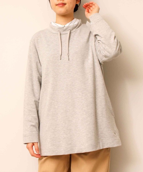 MB mint breeze(エムビーミントブリーズ)の「【L~5L 大きいサイズ】ミニ 裏毛 スタンドカラー カットソー(Tシャツ/カットソー・レディース・ライトグレー/ネイビー/オフホワイト・5L/LL/4L/3L/L)」の7枚目の写真