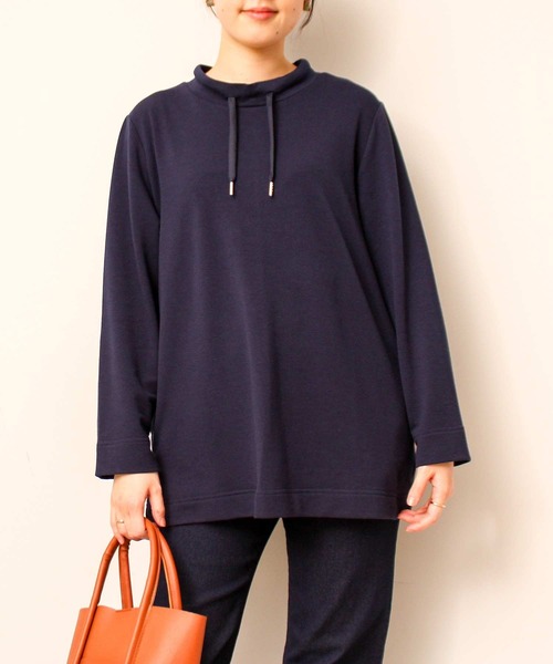 MB mint breeze(エムビーミントブリーズ)の「【L~5L 大きいサイズ】ミニ 裏毛 スタンドカラー カットソー(Tシャツ/カットソー・レディース・ライトグレー/ネイビー/オフホワイト・5L/LL/4L/3L/L)」の14枚目の写真